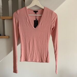 Dynamite Blush Long Sleeve V-Neck Top